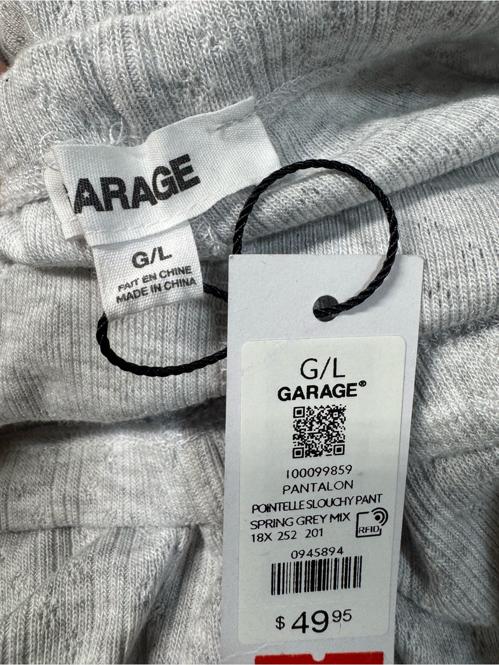 Garage Pointelle Slouchy Pants Spring Grey Mix Large New - Picture 2 of 4